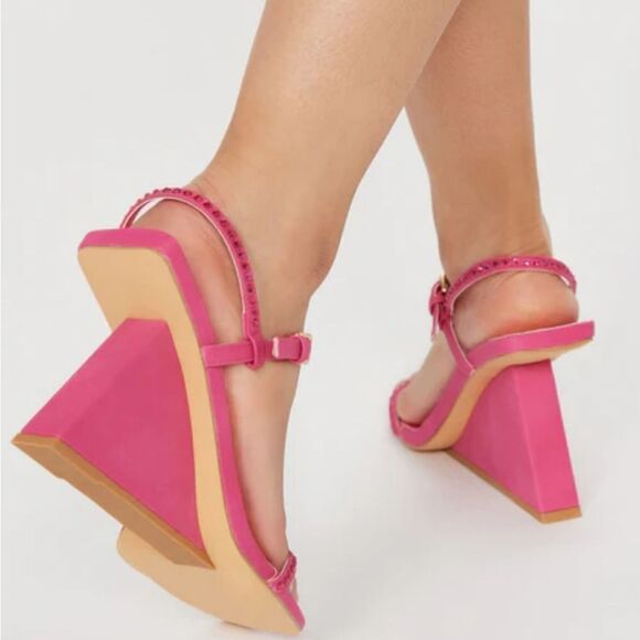 BRAND NEW SO ME BLOCK HEEL SQUARE OPEN TOE WEDGE PLATFORM SANDAL - Picture 1 of 15